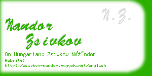 nandor zsivkov business card